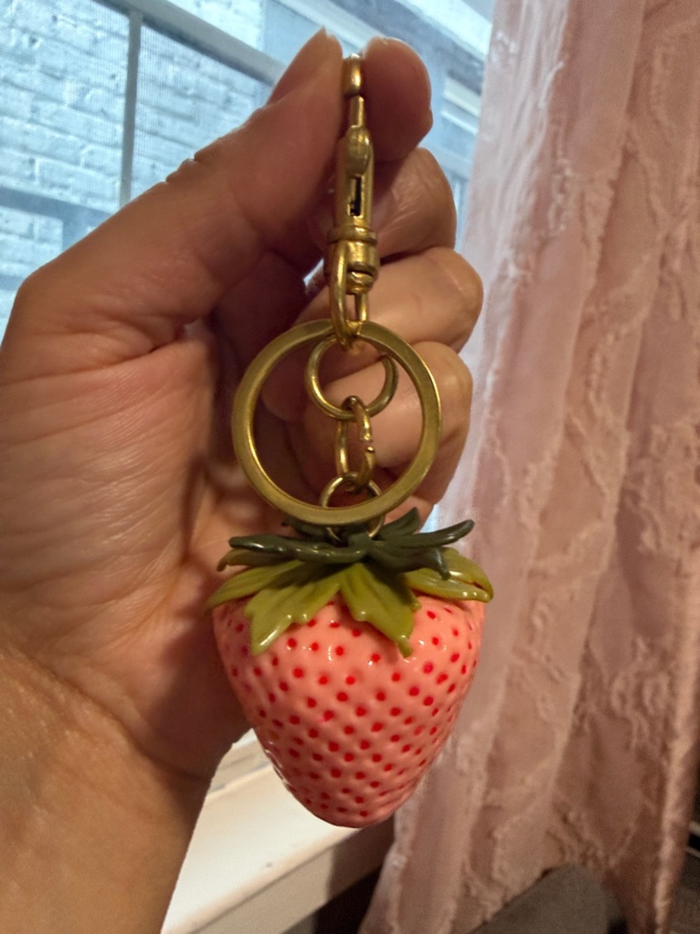 Strawberry Keychain Bag Charm - Pink - Unbranded